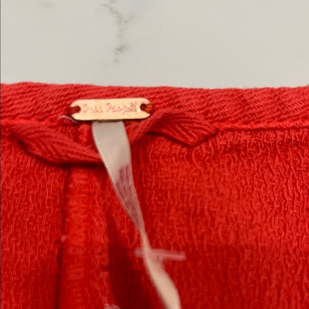 Free People Red Button-Front Sleeveless V-Neck Top - Picture 3 of 3